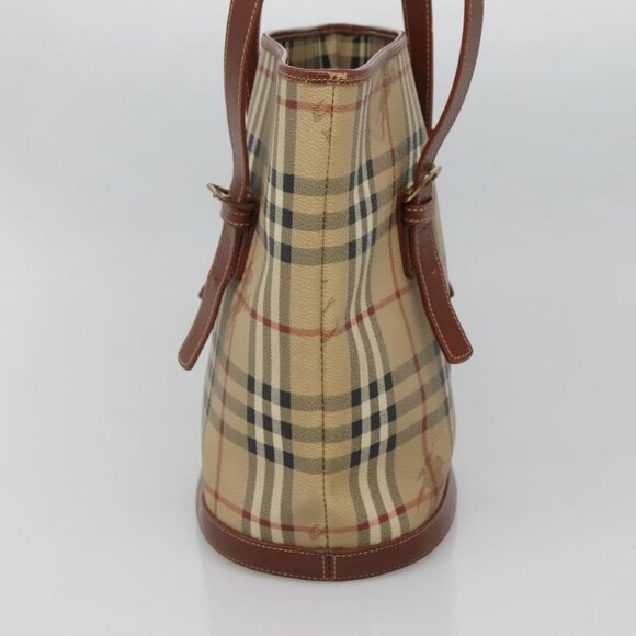 BURBERRY Nova Check Shoulder Bag PVC Beige Gold Auth yk18181 - Picture 4 of 16